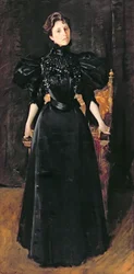 Mustapukuisen naisen muotokuva, noin 1895